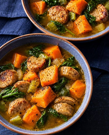 Sausage, Sweet Potato, and Cider Soup