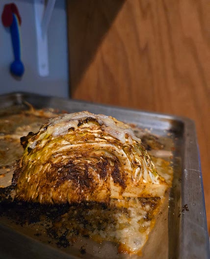 Cheesy garlic butter cabbage wedges