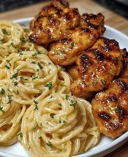 Lemon Garlic Butter Chicken with Creamy Parmesan Noodles