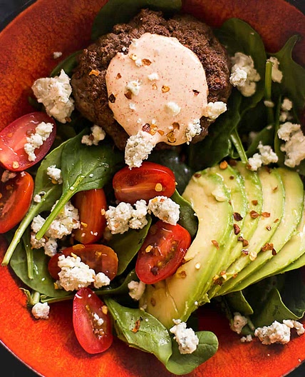 Healthy Burger Bowls with Smoky Paprika Sauc