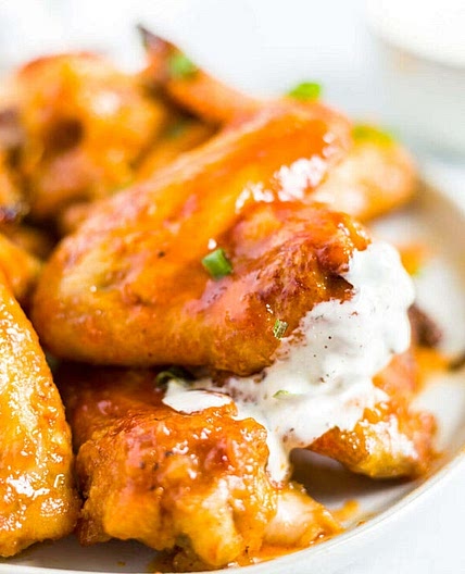 Crispy Honey-Sriracha Chicken Wings with Lime Quinoa, Crunchy Rainbow Slaw & Dairy-Free Ranch