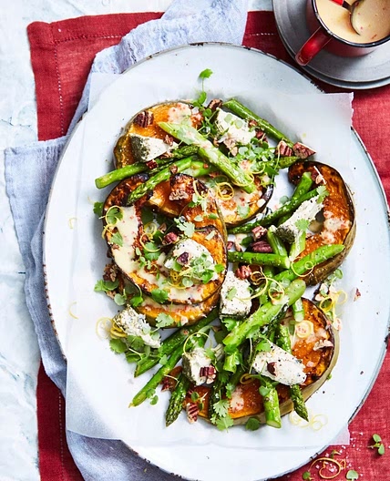 Roasted pumpkin salad with asparagus & buttermilk dressing