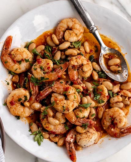 Spicy Calabrian Shrimp with White Beans