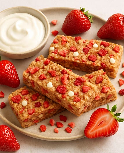 Strawberries & Cream Chewy Granola Bars