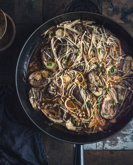 Spicy Eggplant Stir-fry with Enoki Mushrooms