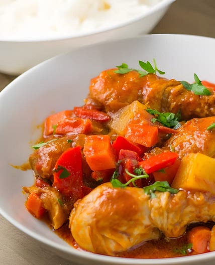 Chicken Afritada (Chicken Braised in Tomato Sauce)
