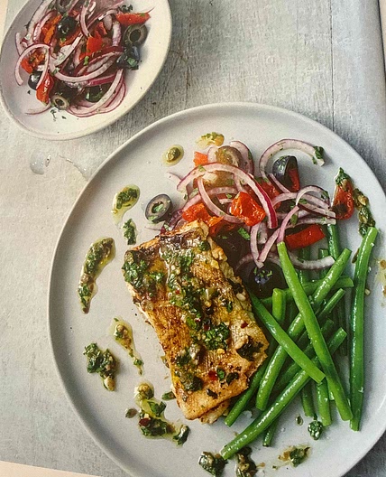Card with Mediterranean herb dressing