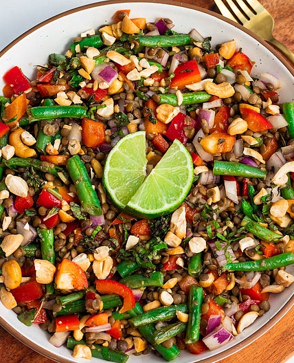 Asian Lentil and Green Bean Salad with Sesame Dressing