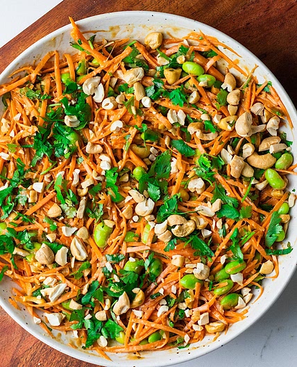 Carrot Edamame Salad with Creamy Sesame Dressing