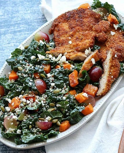 Chicken Schnitzel and Autumn Kale Salad