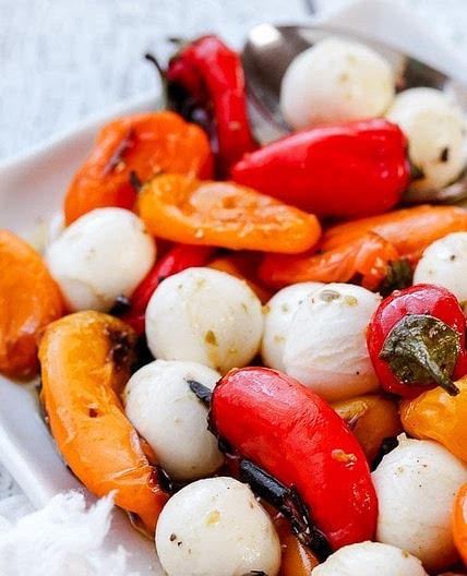 Grilled Baby Peppers and Mozzarella