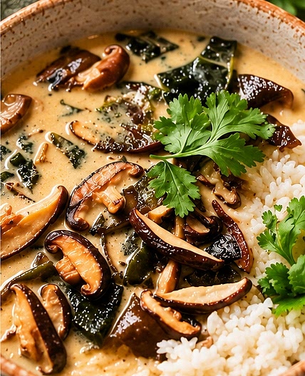 Coconut-Tamari Mushroom Soup with Jasmine Rice