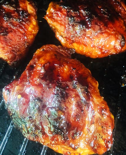 Smoked Peach Chicken Thighs