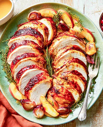Slow Cooker Turkey Breast with Maple Dijon Glaze and Apple Cider Gravy