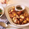 Roast potatoes and apples with bacon and herb salt
