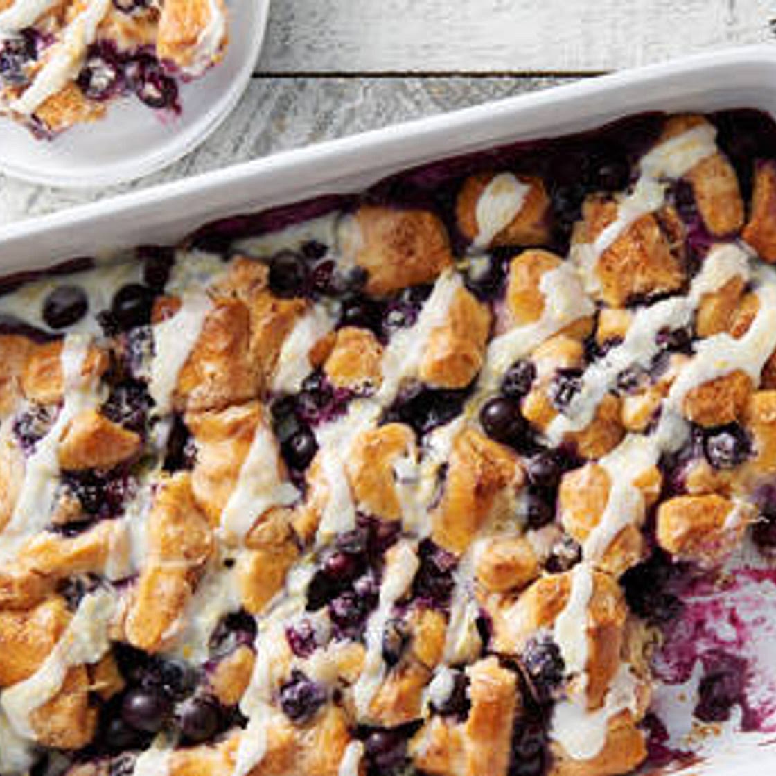 Blueberry-Lemon Cinnamon Roll Breakfast Bake