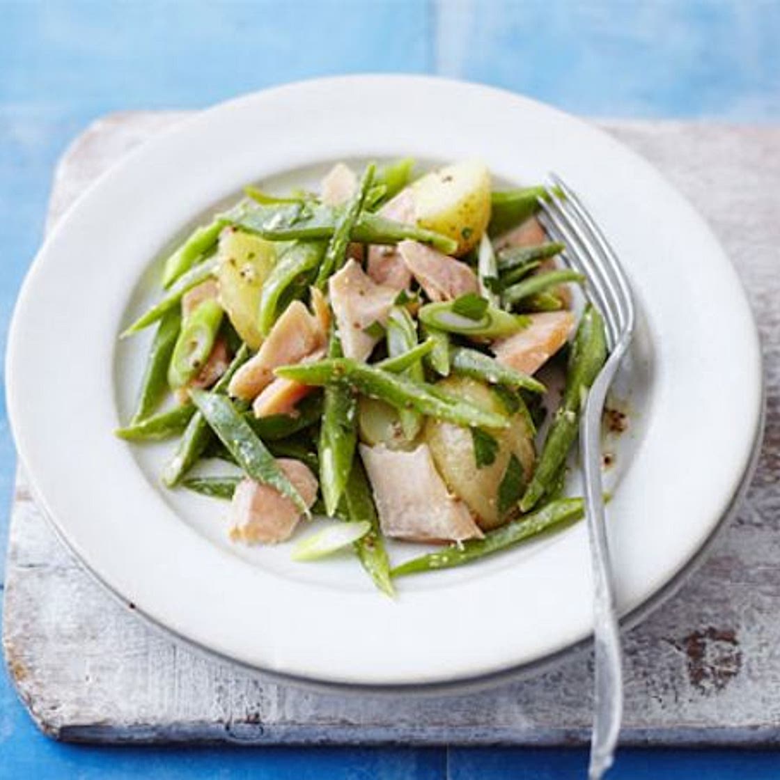 Runner bean, smoked trout & potato salad