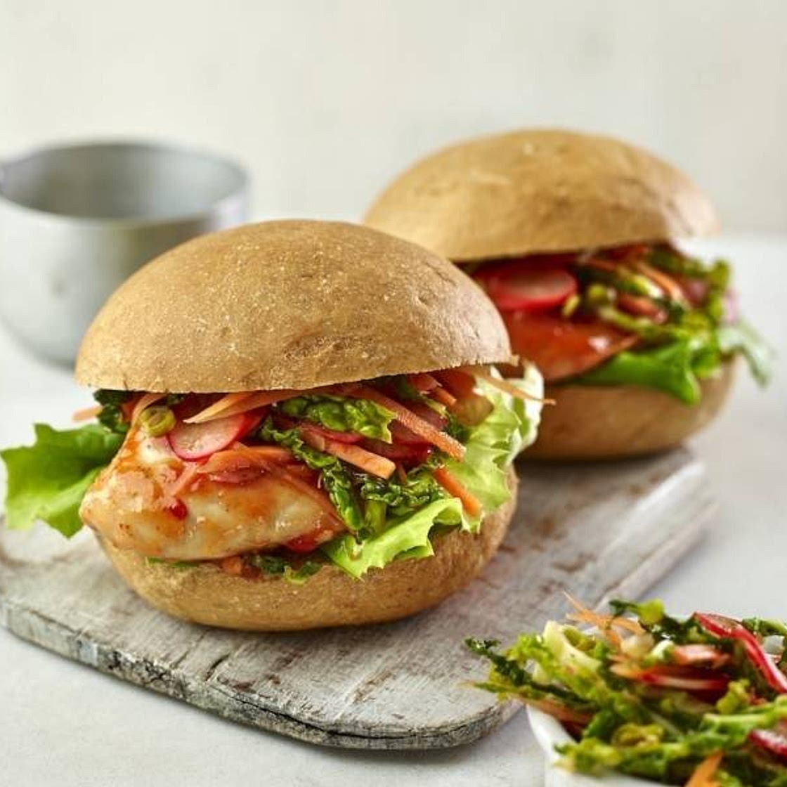 Korean chicken burgers with kimchi
