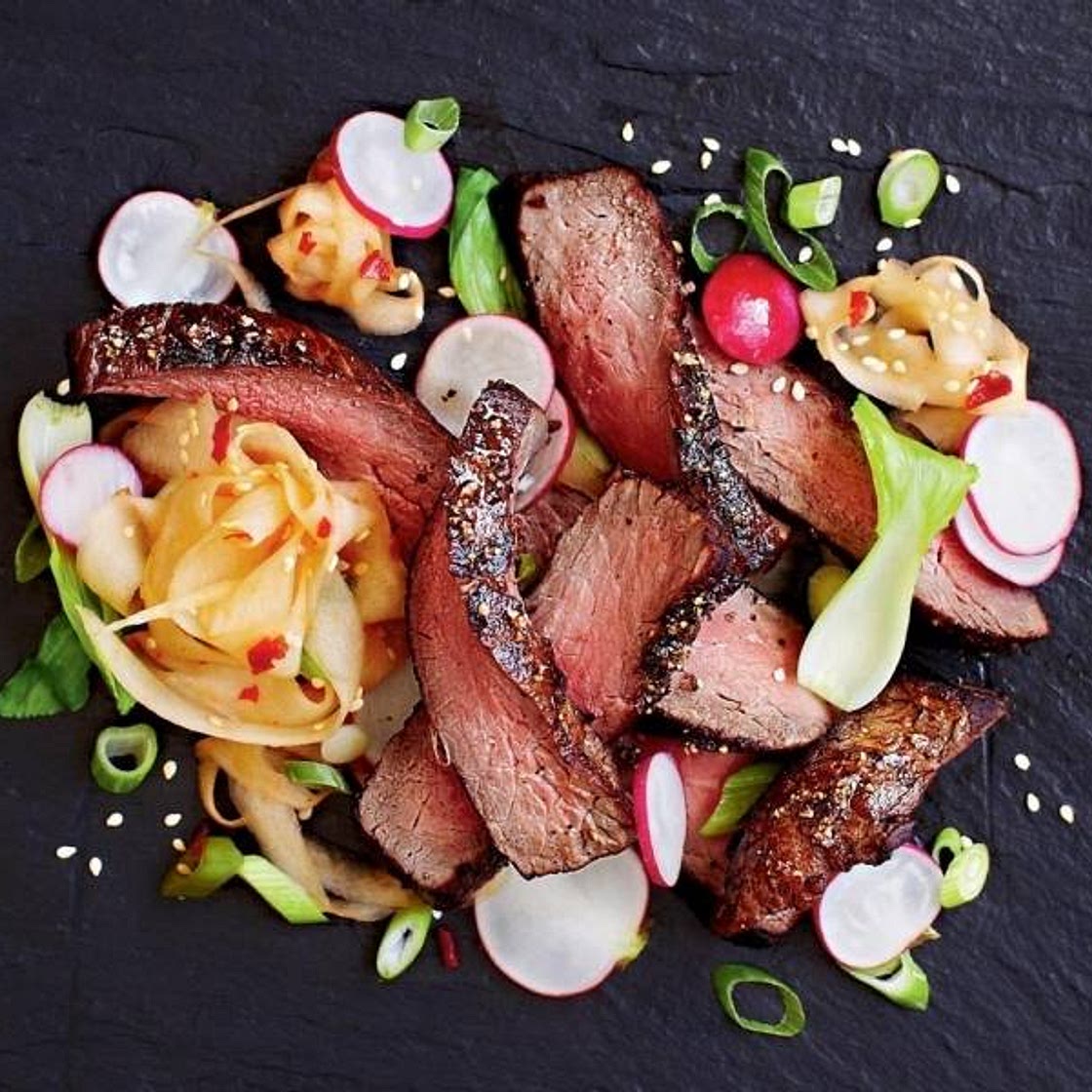Wagyu steak with kimchi pickled vegetables