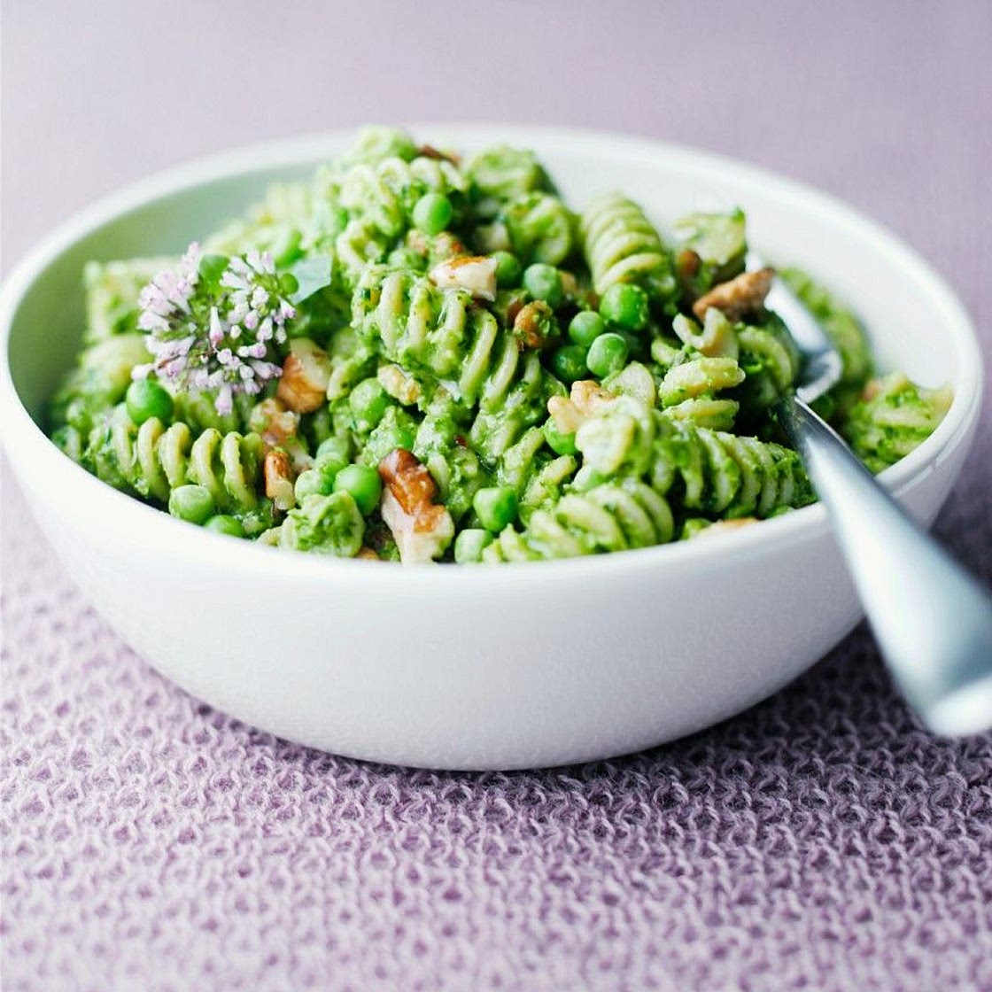 Rotini with Peas and Walnut Pesto