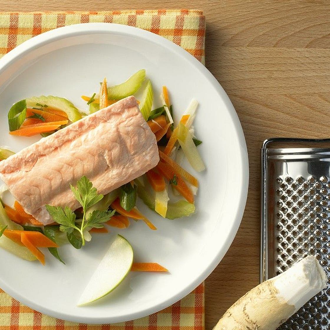 Poached Salmon with Vegetables