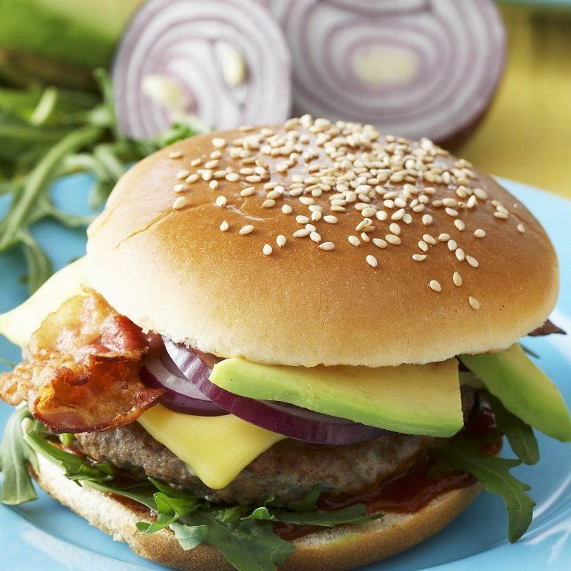 Bacon avocado cheeseburger