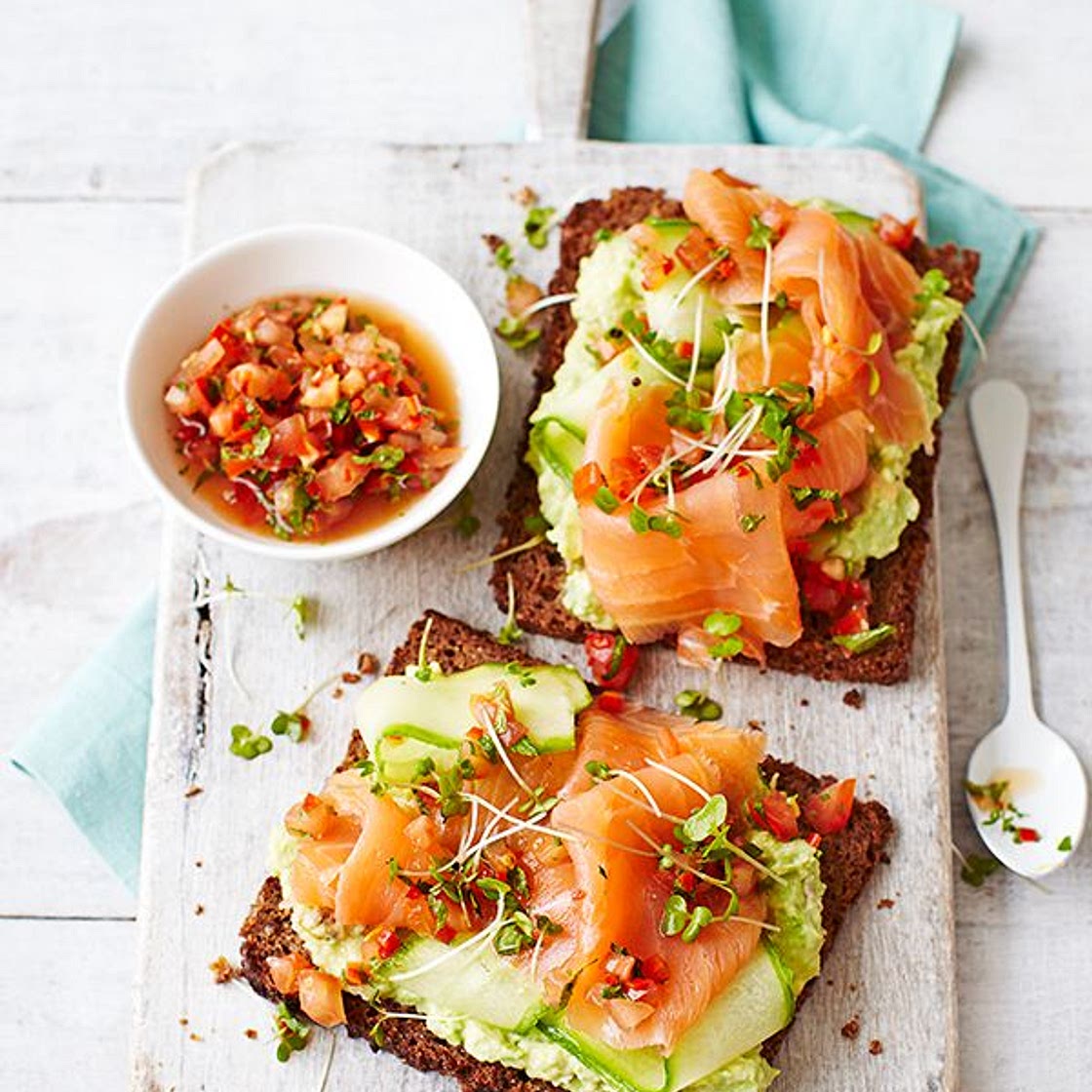 Avocado on toast with smoked salmon