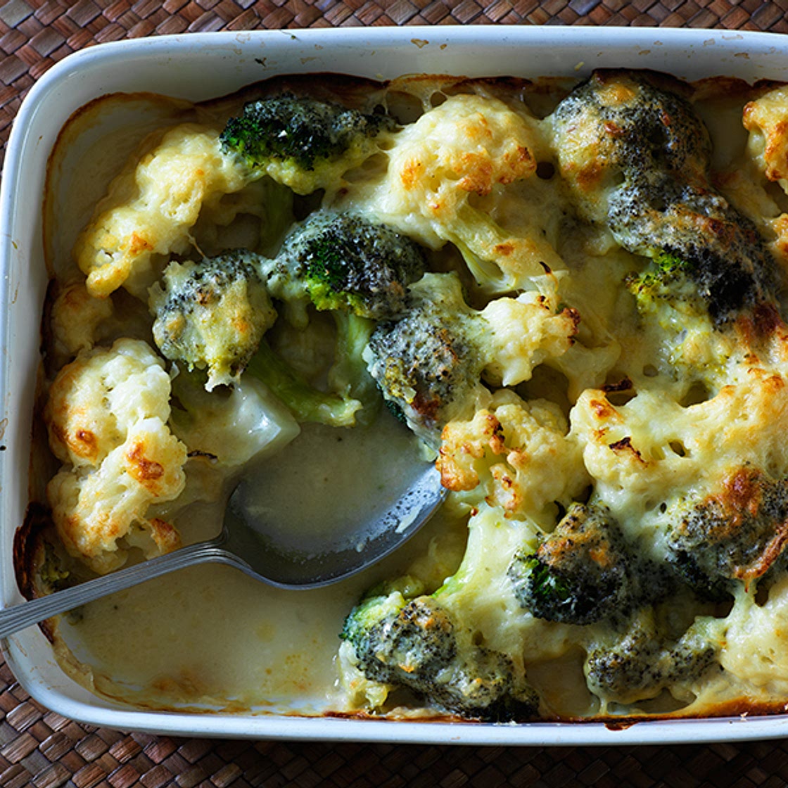Lower-fat cauliflower and broccoli cheese