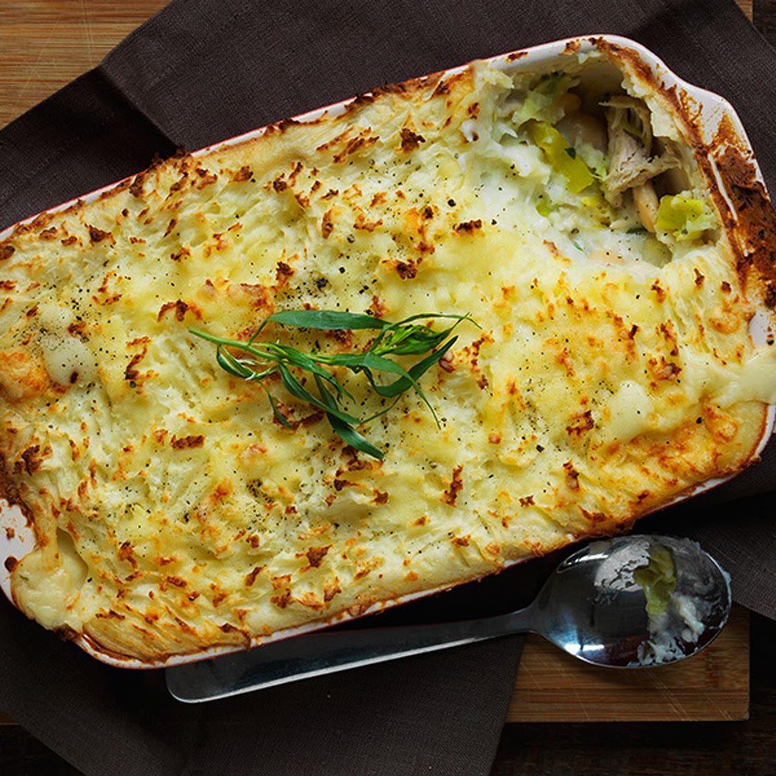 Chicken butter bean and leek pie