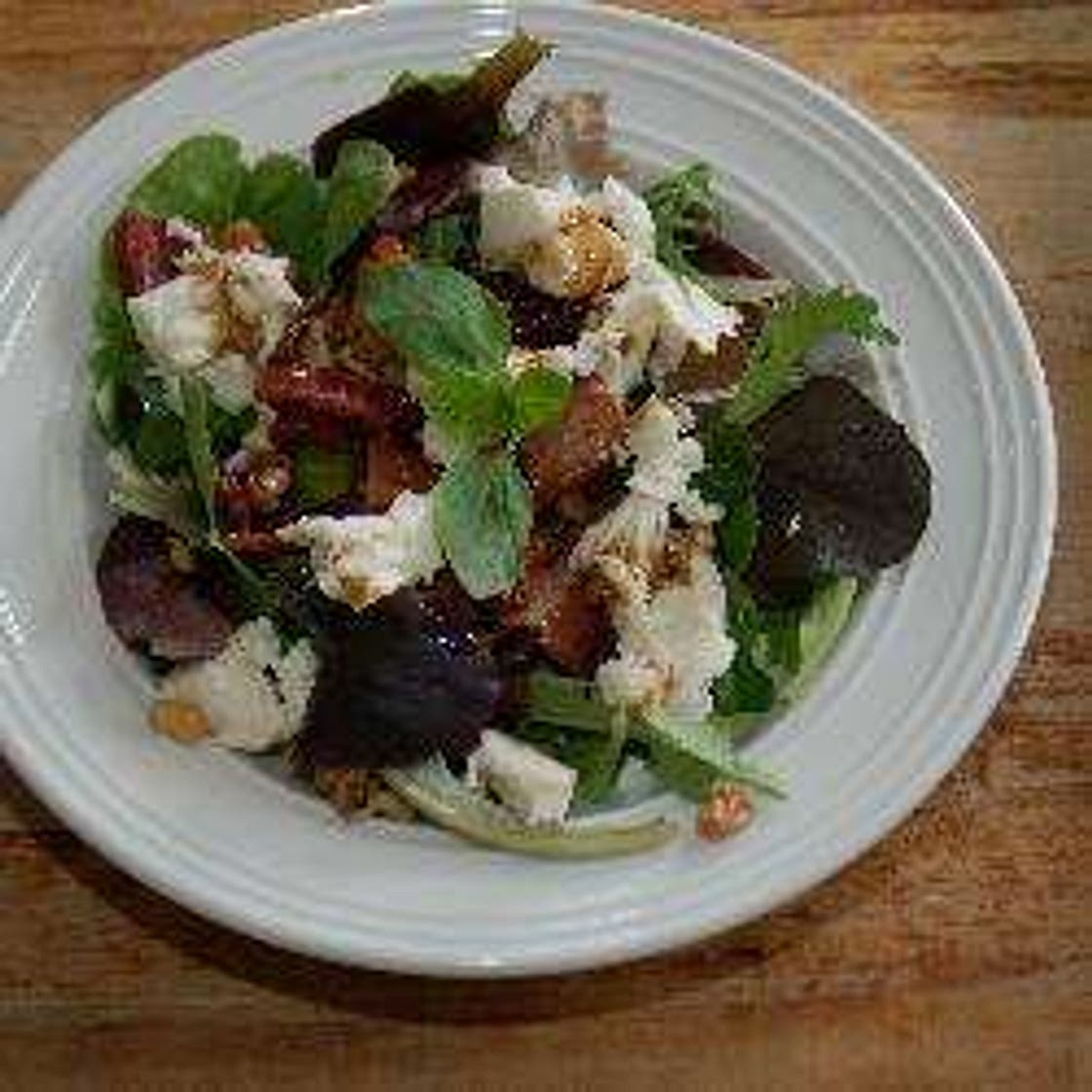 Bacon and black pudding salad with walnuts and mozzarella