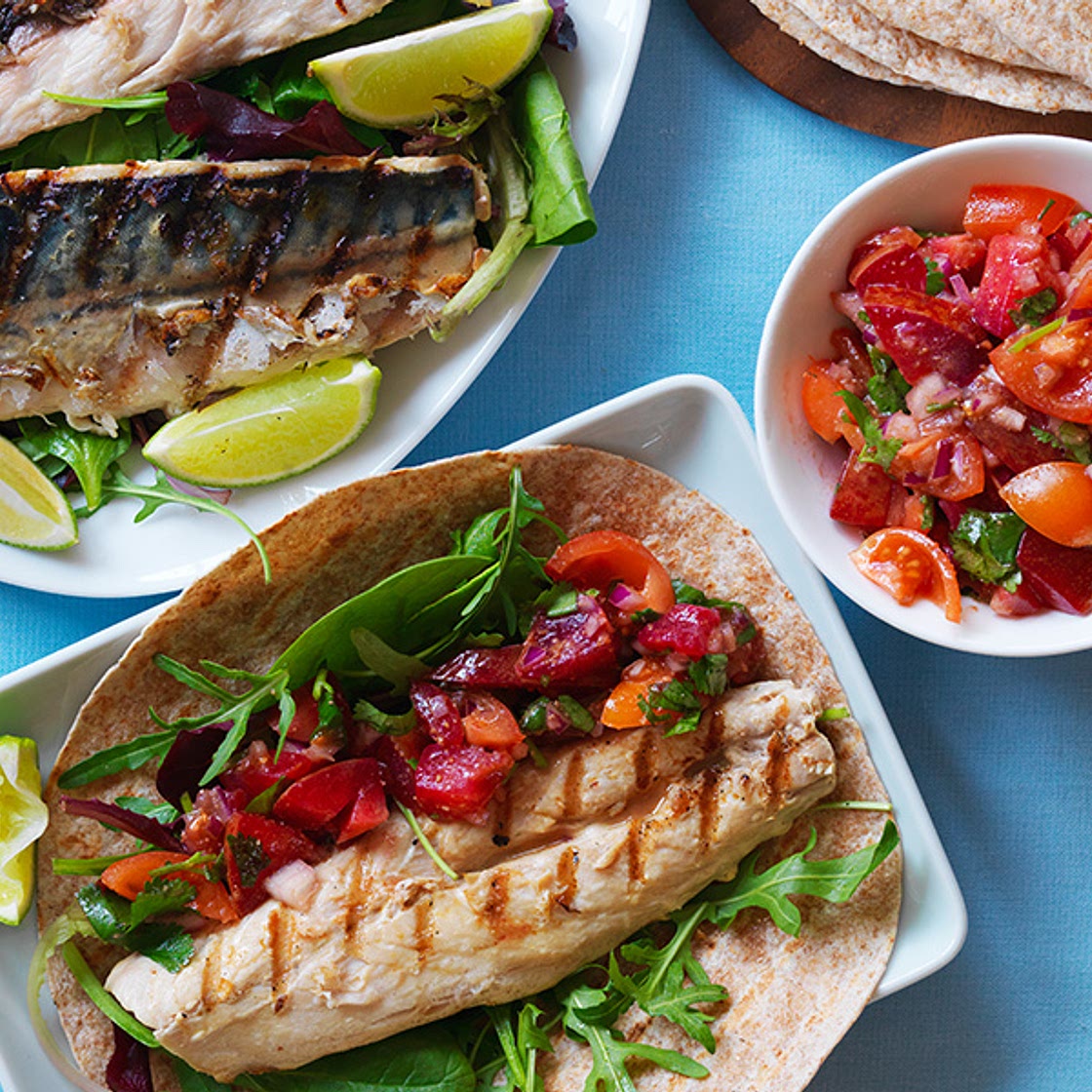 Mackerel salsa wrap
