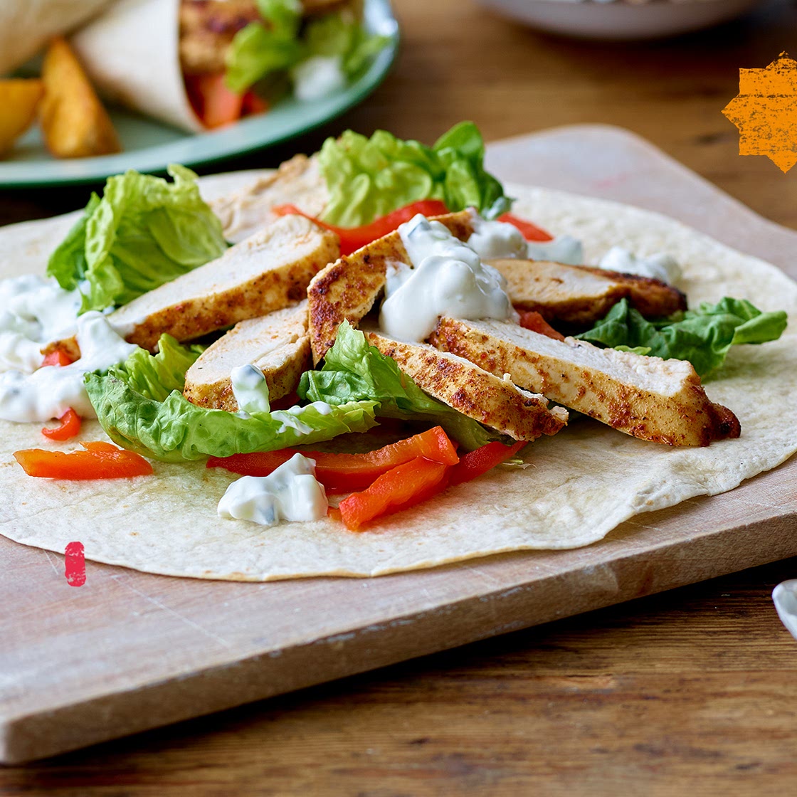 Baharat Chicken Wrap with Garlic Yoghurt