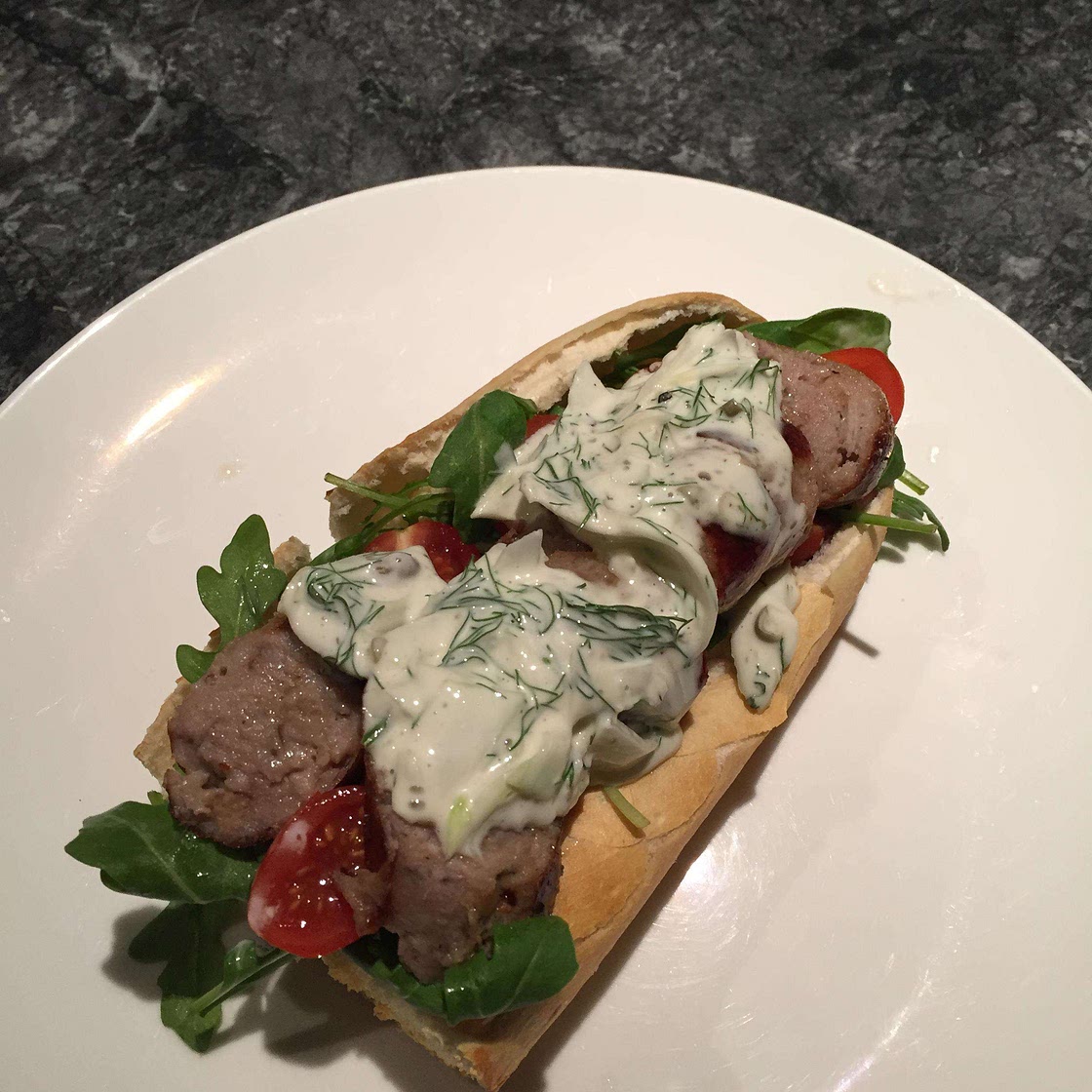 Pork Sausage Sub with Fennel Mayo