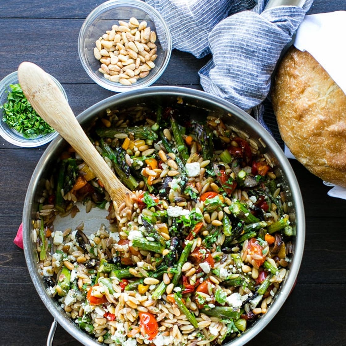 Lemon Garlic Orzo with Roasted Vegetables Recipe