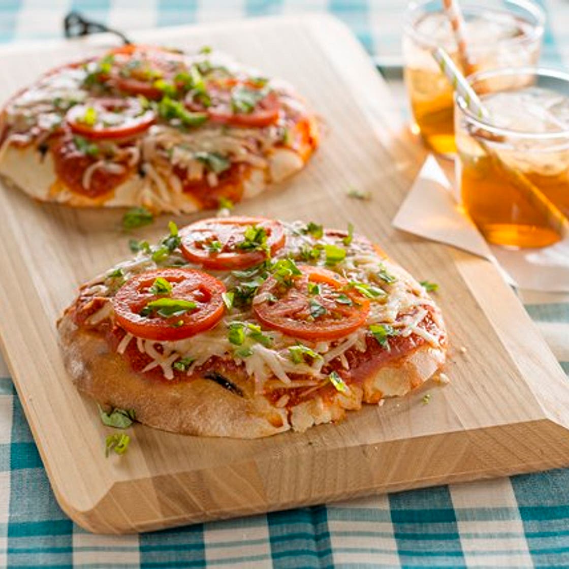 Grilled Tomato-Basil Pita Pizzas