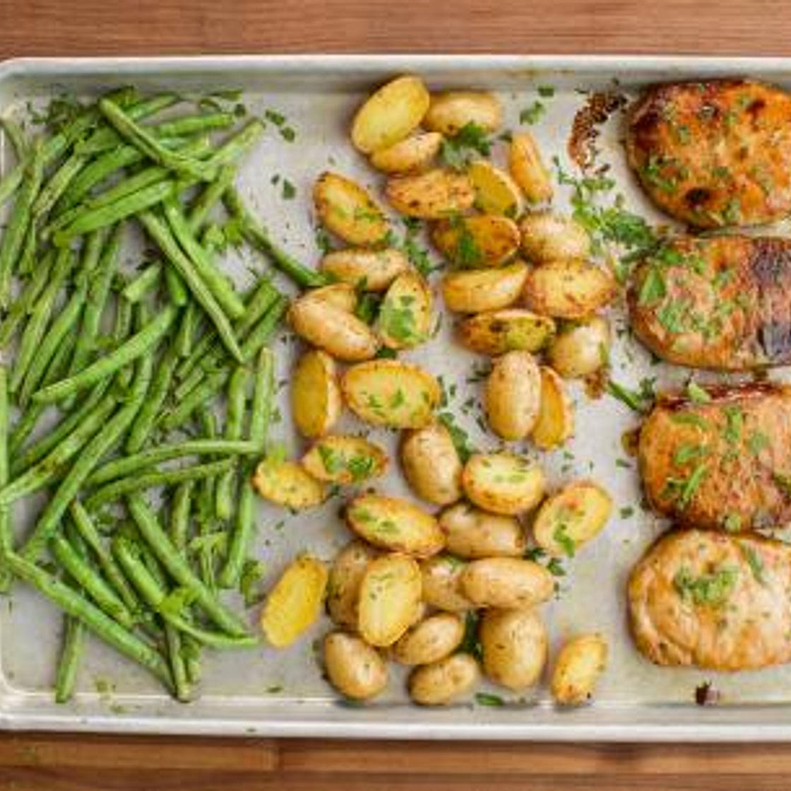 Ranch Pork Chop Sheet Pan Supper