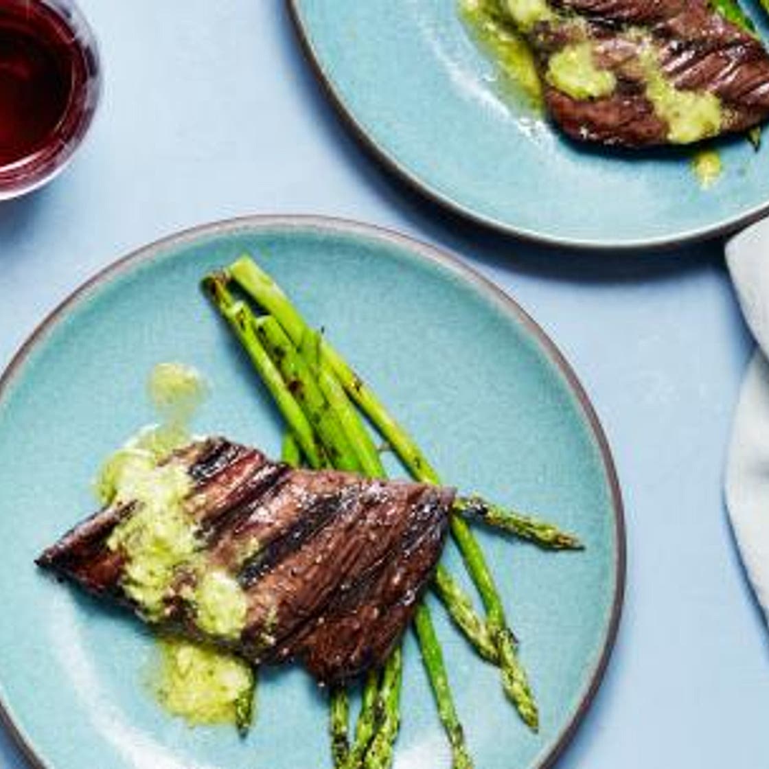 15-Minute Grilled Skirt Steak with Pesto Butter