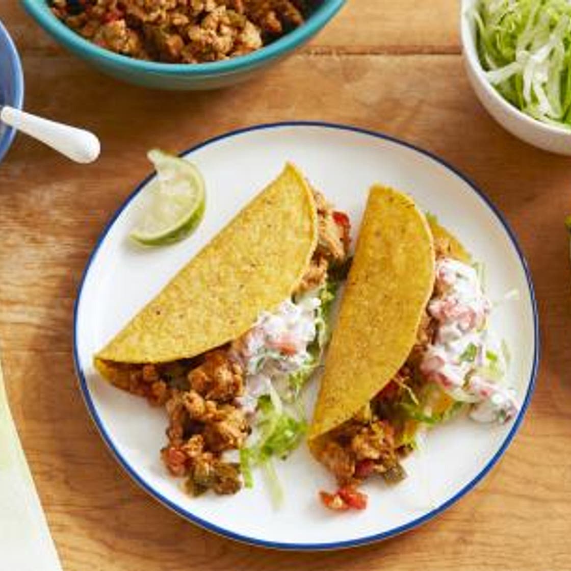 Ground Chicken Tacos with Creamy Salsa