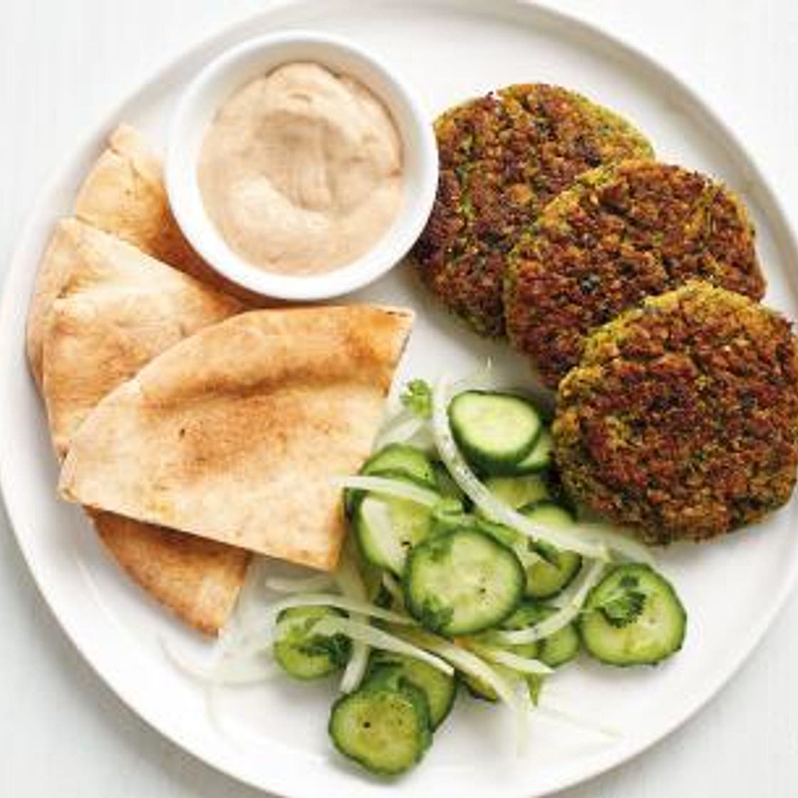 Baked Falafel with Cucumbers and Tahini