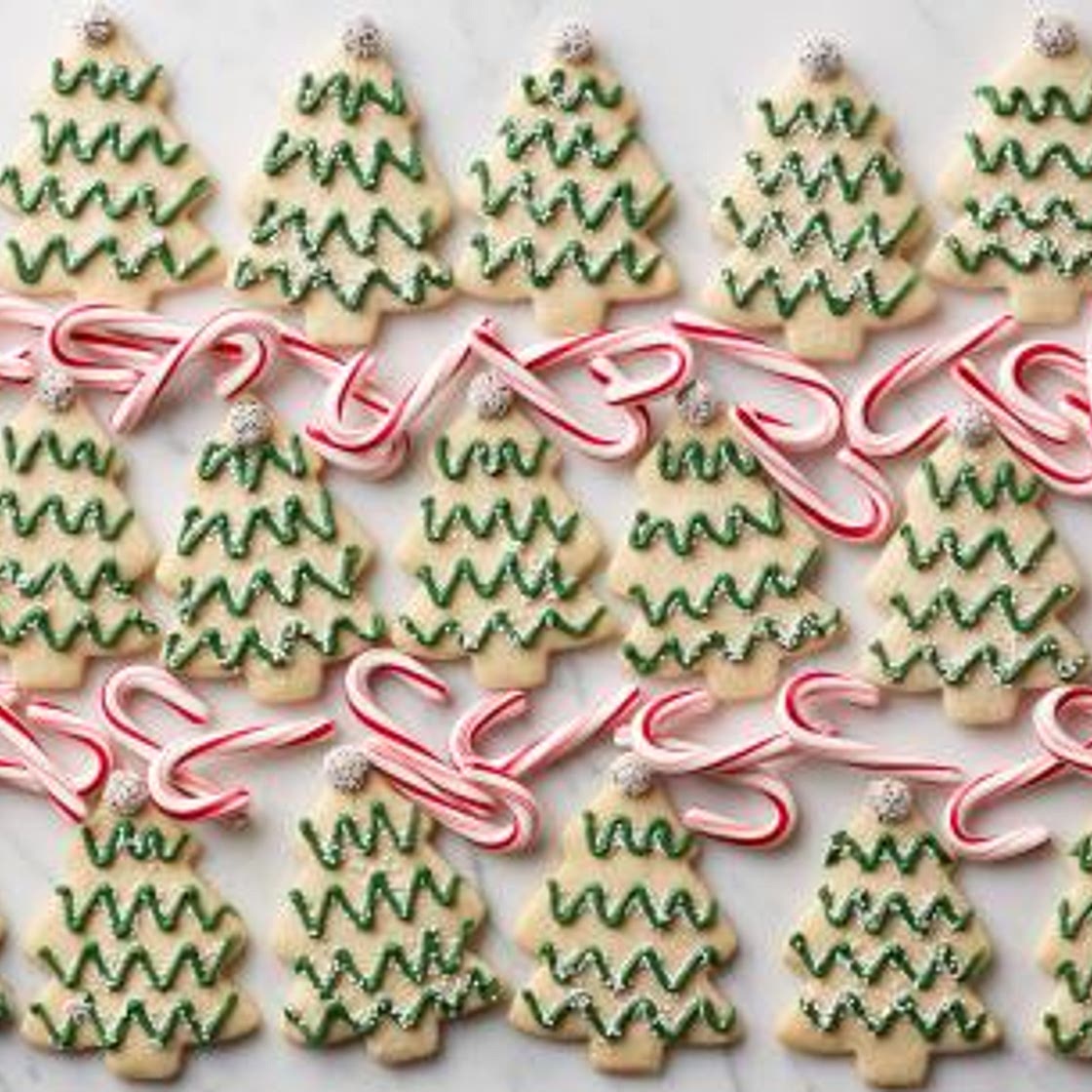 Minty Christmas Tree Cutout Cookies