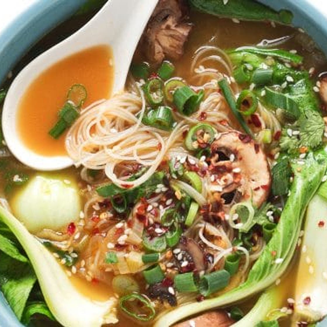 Ginger Garlic Noodle Soup with Bok Choy