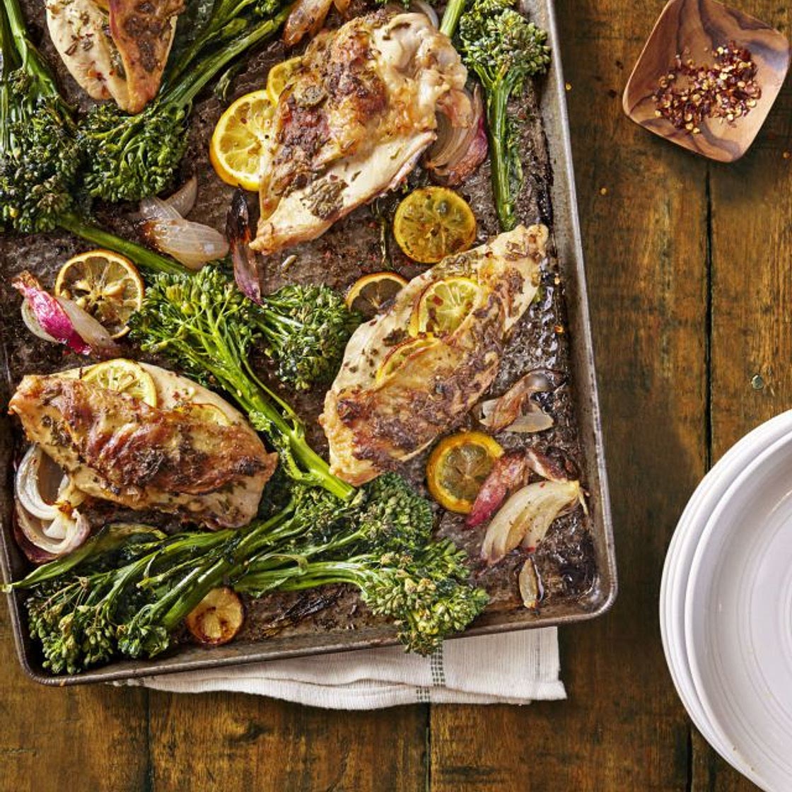 Lemon-Rosemary Chicken with Roasted Broccolini