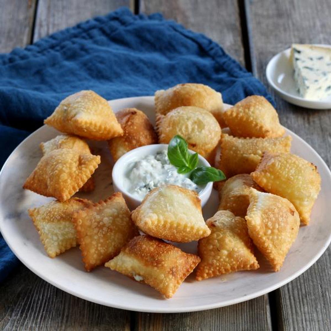Ravioles frites à la Fourme d'Ambert