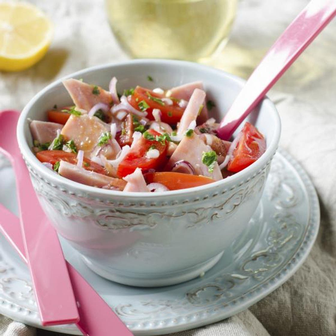 Salade de tomates cerise au jambon
