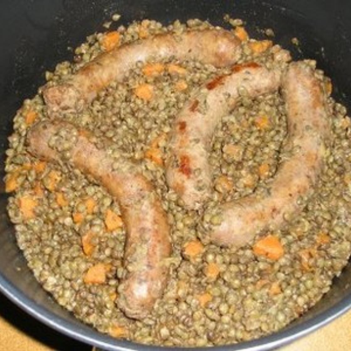 Lentilles aux saucisse de porc