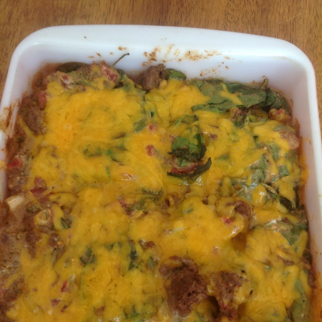 Low Carb Mexican Beef and Spinach Casserole