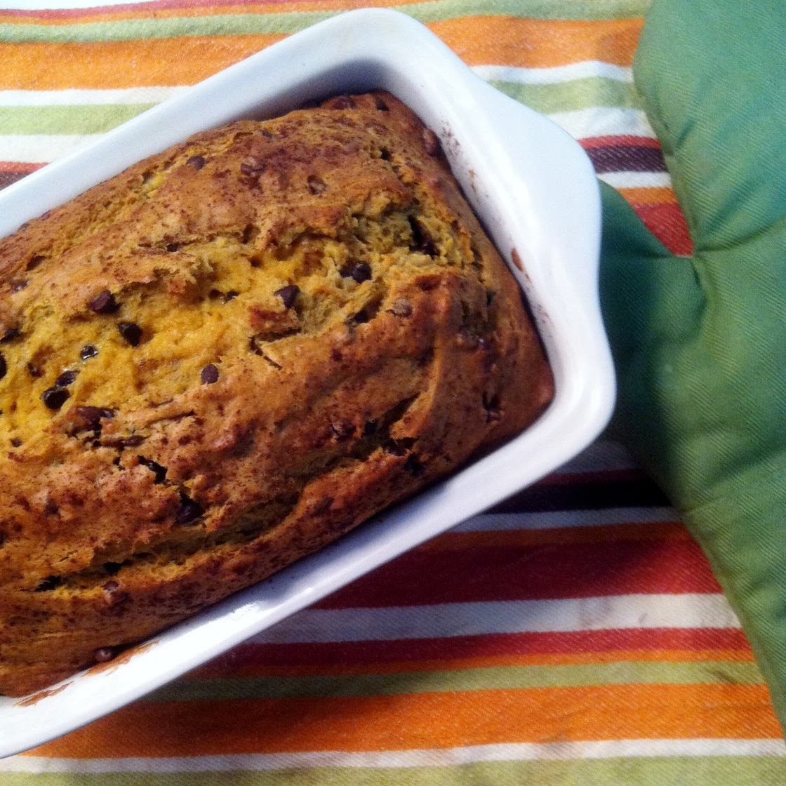 Pumpkin Banana Chocolate Chip Bread