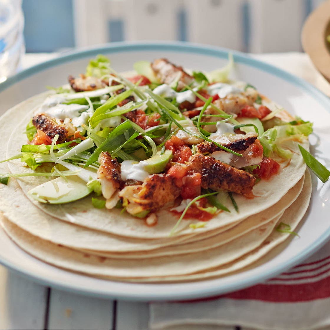 Cajun-spiced fish tacos
