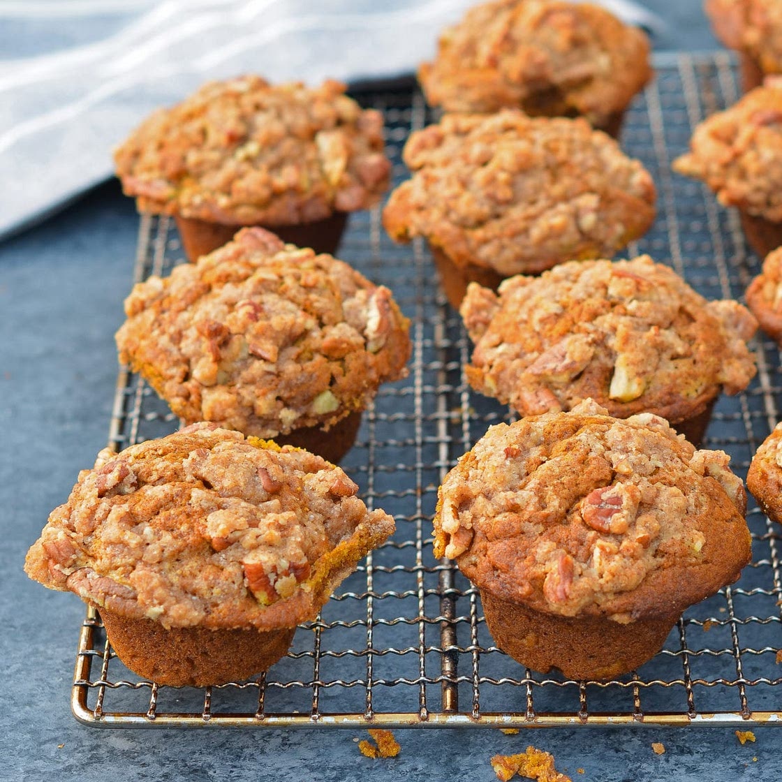 Pumpkin Muffins with Pecan Streusel