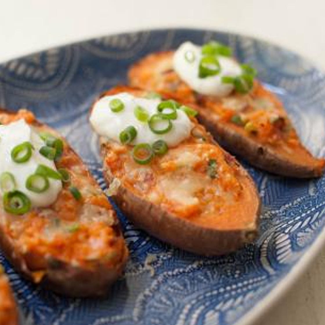 Twice Baked Maple Bacon Sweet Potatoes